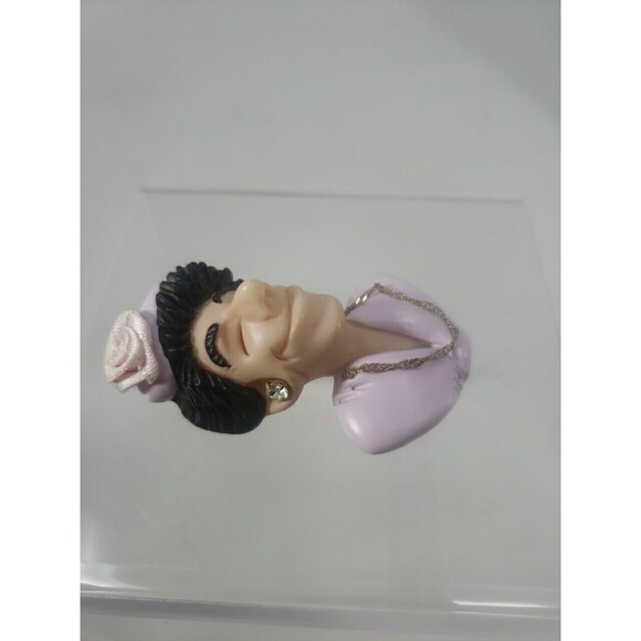 Vintage D Manning Art Magnet Woman Flower Hat Necklace Rare Uncommon Lady Face - Picture 3 of 10